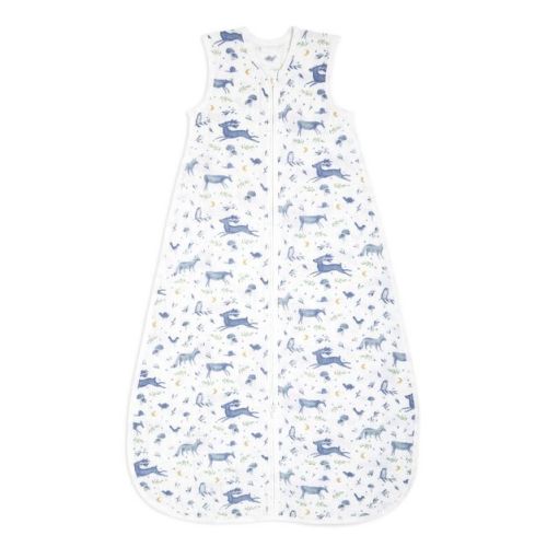 aden + anais Organic Wearable Blanket - 6-18 Months - Outdoors - Sleepy Forest: Front Full Length Zipper, U Neck, Sleeveless, Forest Animals Pattern