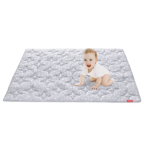 Baby Play Mat | Playpen Mat - 79" x 71", Large Padded Tummy Time Activity Mat for Infant & Toddler, Grey Star
