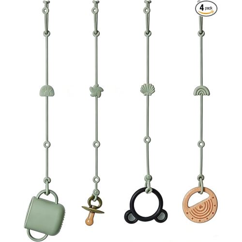 Andy Bear Toy Straps for Baby Toy Safety Straps Silicone High Chair Toys Straps Toddler Bottle Straps for Strollers, High Chair, Cribs, Car Seat, Stroller Accessories, Baby Pacifier Clip-Sage