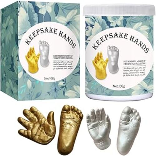 Baby Hand Casting Kit 3D Newborn Hand and Foot Mold Powder Set Keepsake for Infant Memory and Baby Shower 3.54X3.15 Inches