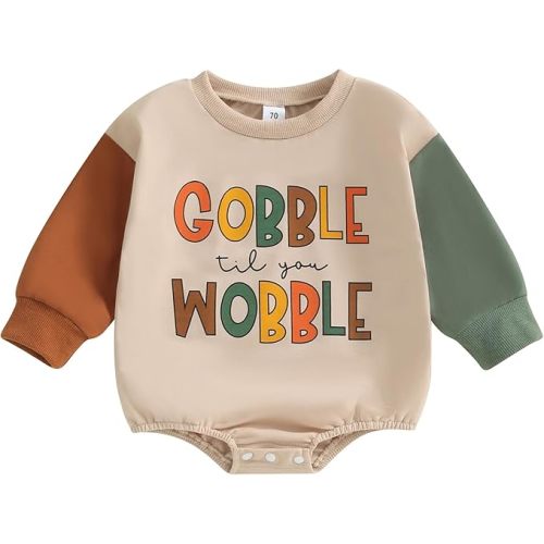 MoZiKQin Baby Halloween Thanksgiving Outfit Girl Boy Sweatshirt Romper Pullover Sweater Jumpsuit Cute Fall Winter Clothes