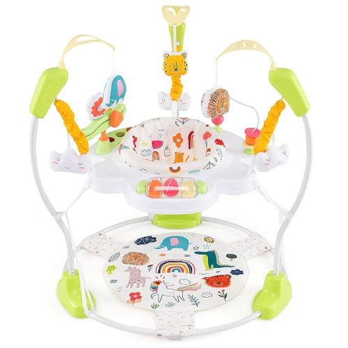 BABY JOY Baby Jumpers and Bouncers, Infant Activity Center with Music Lights Sounds, 360° Rotating Seat and 3 Adjustable Heights, Baby Play and Learning Center for 6-12 Months