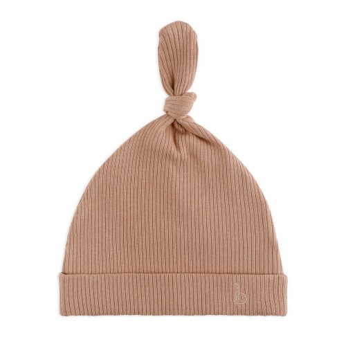 Bilbi Ribbed Organic Knot Beanie Cafe Au Lait Size XXS