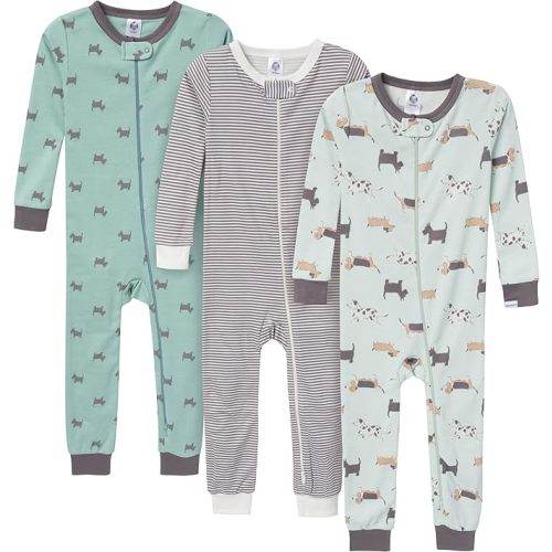 Gerber baby-boys 3-pack Snug Fit Footless One-piece Cotton Pajamas