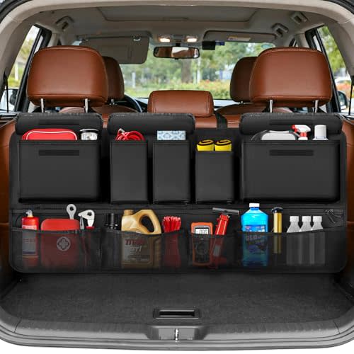 Rhino Valley Trunk Organizer for SUV, 43" x 19" Car Organizers and Storage, Backseat Hanging Storage Bag with 10 Pockets, Adjustable & Waterproof Car Interior Accessories for SUV Truck MPV Vehicle