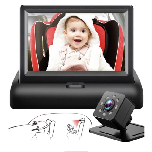 Baby Car Mirror with 4.3'' HD Night Vision Function Display, Safety Car Seat Camera with Wide Crystal Clear View, Easily Observe The Baby’s Move(Not USB)