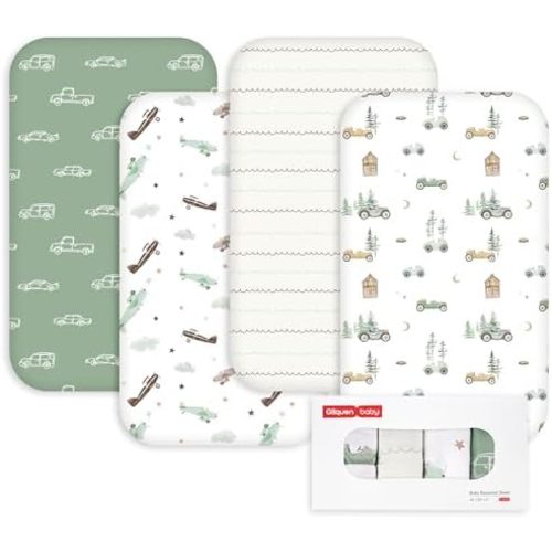 Gllquen Baby Bedside Sleeper Bassinet Sheets 33x20 Inch 4 Pack Girl Boy