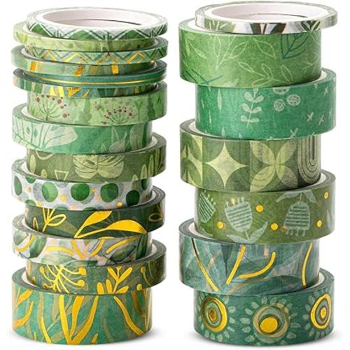 Mr. Pen- Washi Tape Set, 21 Rolls, Greenery Summer Design, Decorative Tapes With Tape Measure for Journaling, Scrapbooking, and Crafts