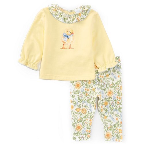 Edgehill Collection Baby Girls 3-24 Months Knit Duckling Long Sleeve Sweat Shirt & Leggings Set
