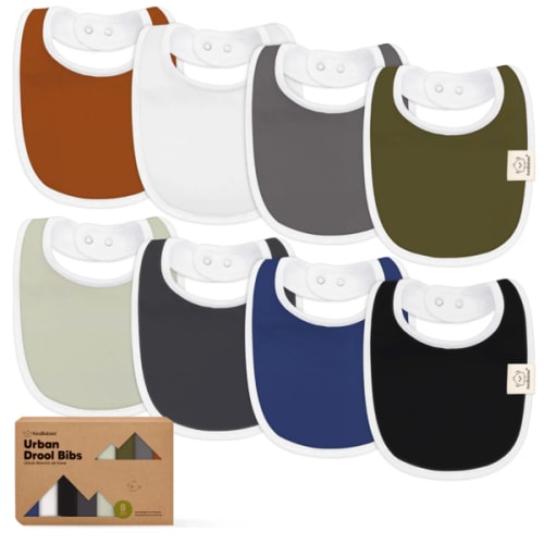 8-Pack Urban Drool Bibs - BASICS color