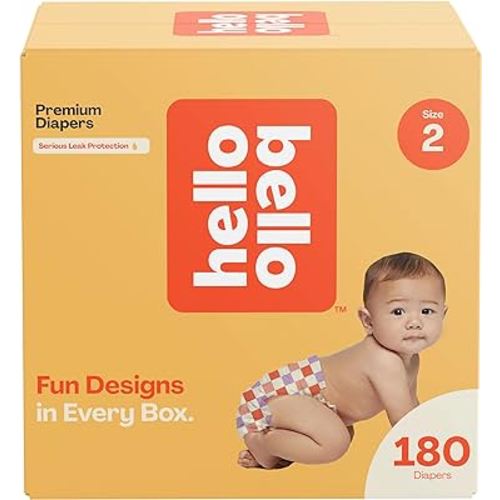 Hello Bello Premium Baby Diapers Size 2 I 180 Count of Disposable, Extra-Absorbent, Hypoallergenic, and Eco-Friendly Baby Diapers with Snug and Comfort Fit I Mystery Box for Boys