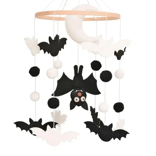 Bat Baby Mobile, Gothic Mobile for Crib, Halloween Crib Mobile for Boys and Girls, Gothic Nursery Mobile for Bassinet, Bat, Moon