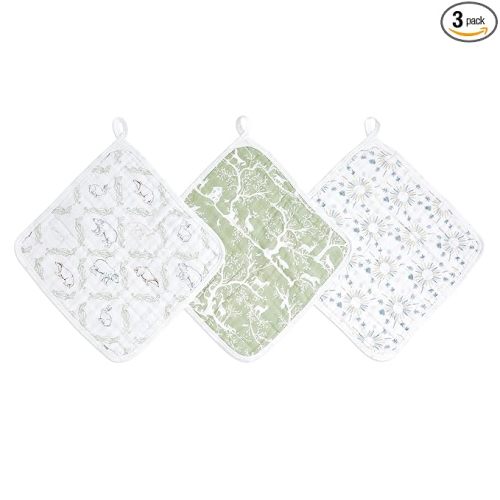 aden + anais Essentials Washcloth 3-Pack, Super Soft 100% Cotton Muslin, Gentle on Skin, 3 Absorbent 11x11 Layers, Softer with Every Use, Perfect for Babies, Infants, Toddlers, Harmony