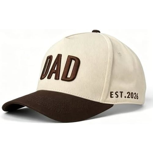 DAD Hat for Men, Adjustable Embroidered Cap with EST 2026, First for New Dad