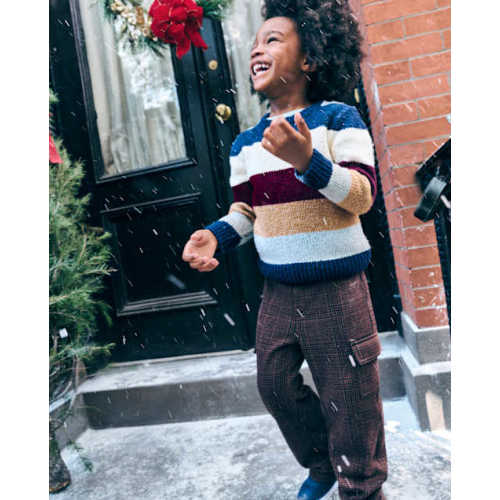 Baby And Toddler Boys Plaid Luxe Cozy Knit Baggy Cargo Pants - Brown