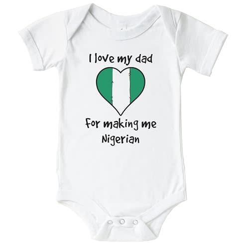 I Love My Dad for Making Me Nigerian Funny Cute Nigeria Heart Flag Baby Bodysuit
