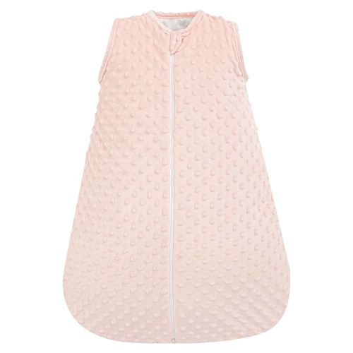 PHF Baby Sleep Sack 2.5 TOG with Plush Minky Dot, 0-6 Months Winter Baby Wearable Blanket with 2-Way Zipper, Warm Comfy Quilted Cotton Sleeping Bags, 3-Layers Design Sleep Sack, Small Size, Pink