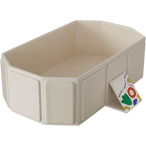 PandaEar Foldable Baby Bathtub, Large Collapsible Kids Bath Tub for Toddlers & Infants, Space-Saving Portable Bath Bucket with Drain Plug, Non-Slip Design for Home Use -Cream