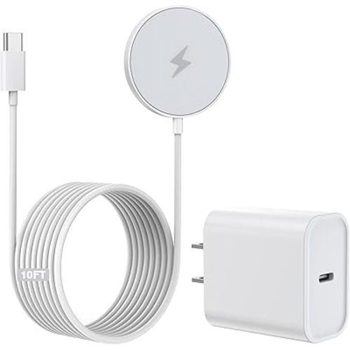 10FT Magnetic Wireless Charger,15W Fast Apple Mag-Safe Charger for iPhone 17/16/15 PD with USBC Apple Fast Charging Block 10Foot Quick Charge for iPhone 17/17 Air/17 16 15 Pro/Pro Max/14/13/12/AirPods