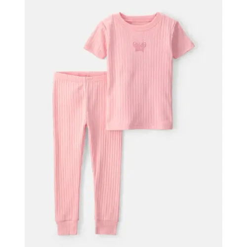 Baby Girl Butterfly Rib Snug Fit 2-Piece Pajama Set - Pink | Carter's