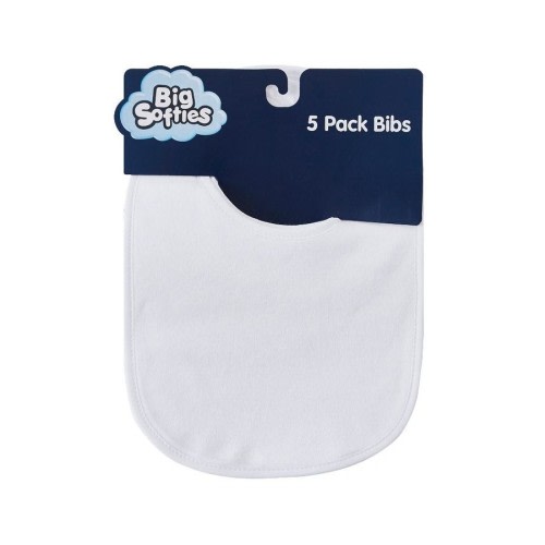 Big Softies 5 Pack Bibs, White - White