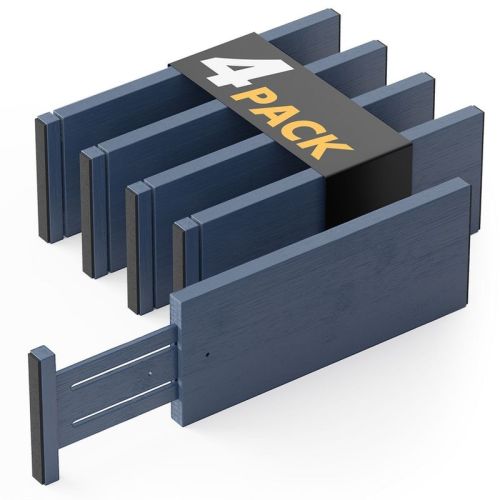 Set of 4 Bamboo Drawer Adjustable Drawer Dividers, 4.65” High, Expandable Organizers for Clothing 12.5-17" Sizes - SpaceAid®