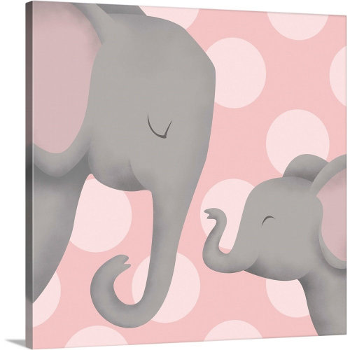 Great Big Canvas 'Elephant Mommy and Baby on Pink' Graphic Art Print & Reviews | Wayfair