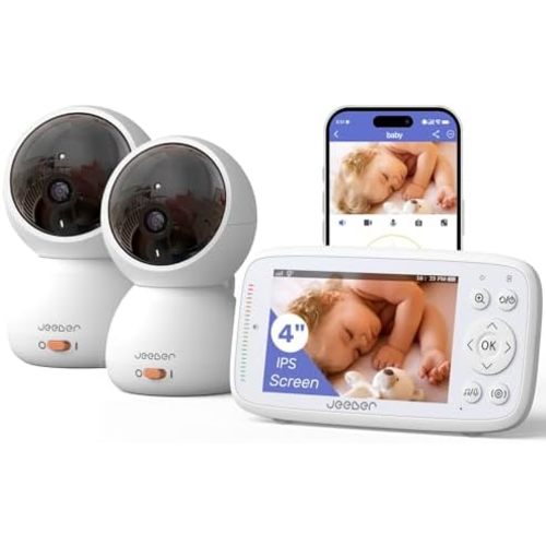 1080P WiFi Baby Monitor with 2 Cameras and Audio，4" IPS Display