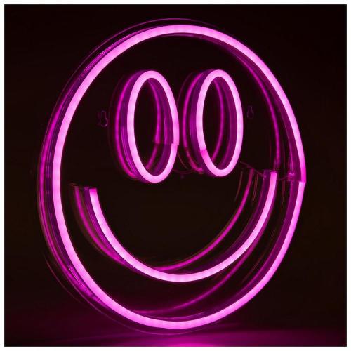 Pink Smiley Face LED Neon Sign