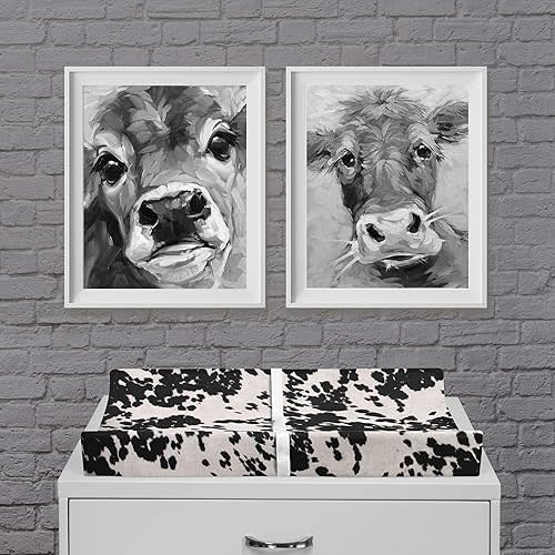 Glenna Jean Premium Western Cowboy Changing Pad Cover Stylish Ultra Soft Faux Black Cowhide for Boys Girls