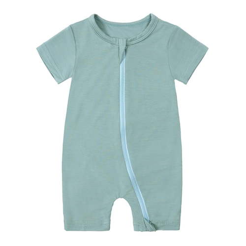 Hiijoy Newborn Girls Romper Solid Color Baby Zipper Short Sleeve Sleeper Jumpsuit Onesies