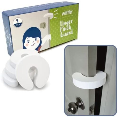 Wittle Door Pinch Guard - 4pk. Baby Proofing Doors Made Easy with Soft Yet Durable Foam Door Stopper. Prevents Finger Pinch Injuries, Slamming Doors, and Child or Pet from Getting Locked in Room