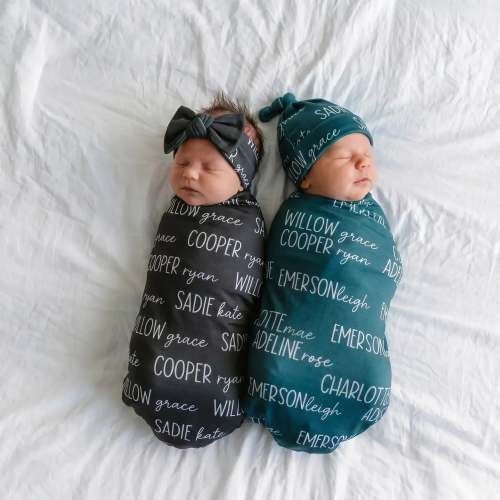 Personalized Baby Name Bamboo Swaddle Blanket Dusty Hues