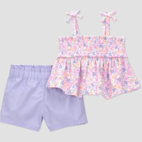 Carter's Just One You® Baby Girls' 2pc Floral T-Shirt and Shorts Set - Purple 9M