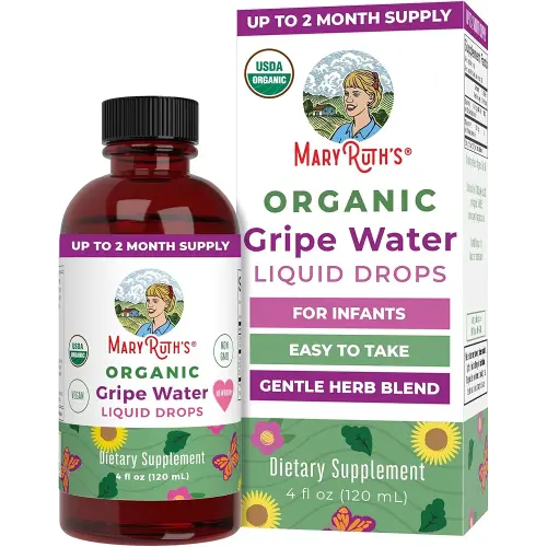 USDA Organic Gripe Water for Babies by MaryRuth's | Herbal Blend for Little Tummies | Baby Essentials | for Newborns | Ginger Root | Fennel Seed | Dill Seed | Vegan | 4 oz | 30-60 Servings