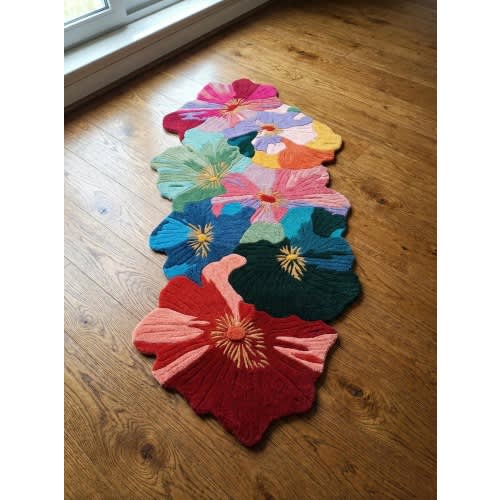 Burgundy Area Rug Wool Cotton: Hand-Tufted Modern Boho Carpet