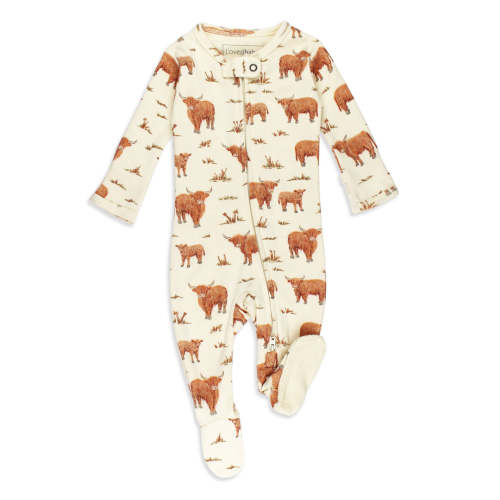 Highland Cow | Organic Zipper Footie – L'ovedbaby
