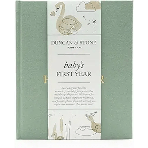 Baby First Year Book - Heirloom Keepsake Baby Memory Book to Record Important Milestones, Photos & More - Pregnancy Books (Sage Green,112 Pages)