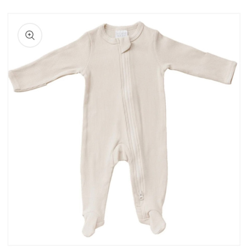 Mebie Baby Vanilla Organic Cotton Ribbed Zipper