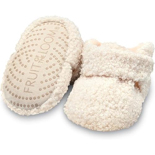 Fruit of the Loom Cozy Thermal Wrap Booties with Non-slip Grips for Baby Girls, Boys, Unisex -