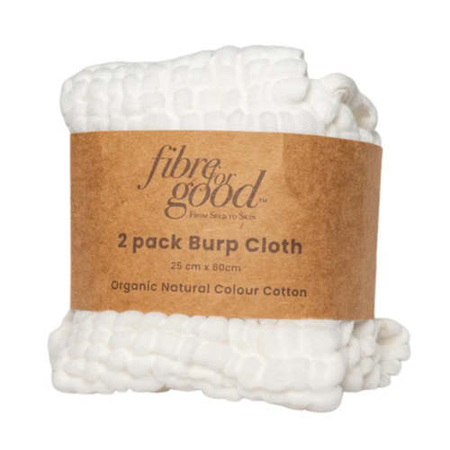 Fibre For Good Undyed Organic Cotton Muslin Burp Cloths 2 Pack White – Baby Kingdom