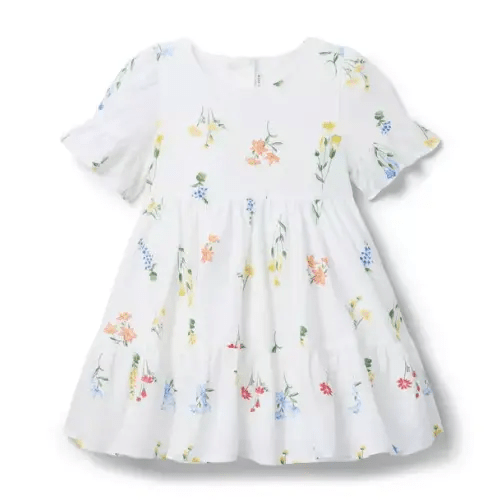 Girl Jet Ivory Floral Floral Ruffle Hem Dress by Janie and Jack