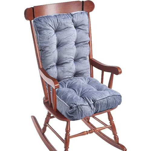 Big Hippo Rocking Chair Cushions Set, Rocking Chair Pads with Ties Soft Thicken Seat Pads Cushion Pillow for Indoor, Office, Home, Rocking Chairs (Grey)