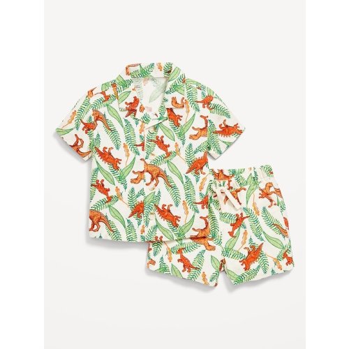 Printed Linen-Blend Shirt and Shorts Set for Baby