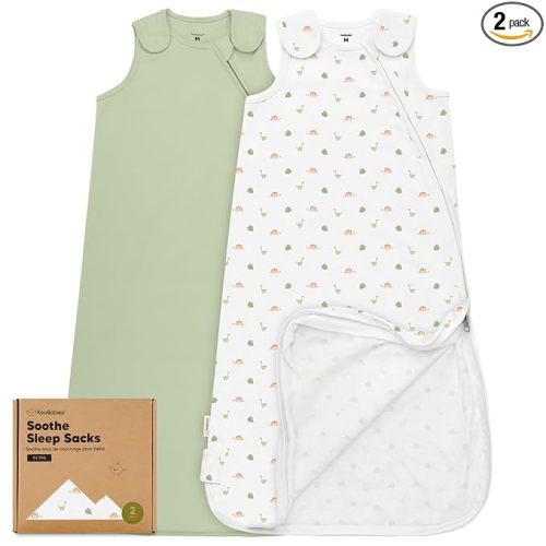2-Pack Organic Baby Sleep Sacks, 100% Cotton - Soft & Breathable 0.5TOG Baby Wearable Blanket, Toddler Sleeping Sack 6-18 months, Easy to Wear Transitional Swaddles for Newborns, Infants(Roarsome, M)