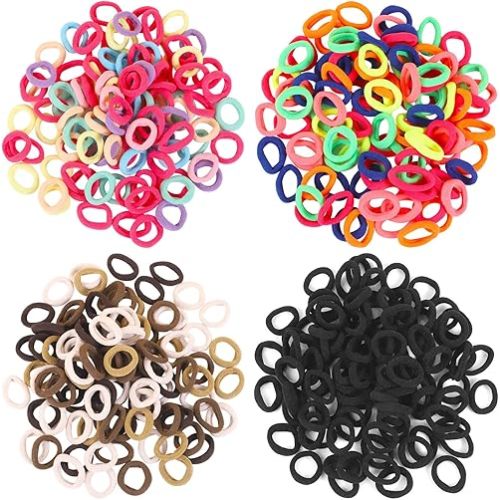 400Pcs Baby Hair Ties, 2cm Multicolor Toddler Hair Ties for Girls Cotton Soft Seamless Ponytail Holders Stocking Stuffers for Kids