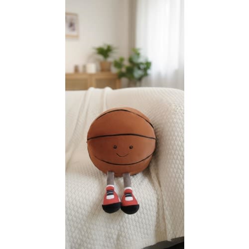 Cute Basketball Plush – Soft Sports Plush Toy – Kawaii Ball Cushion – Cozy Gift for Kids Room Decor