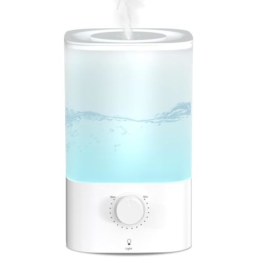 Electactic Cool Mist Humidifier for Bedroom & Baby Nursery - 3.2L Top Fill, 360° Nozzle, 40H Runtime, 28dB Quiet, 5μm Mist, Direct Oil Use, 7-Color Light, BPA Free, Bedroom, Desk & Office Humidifiers