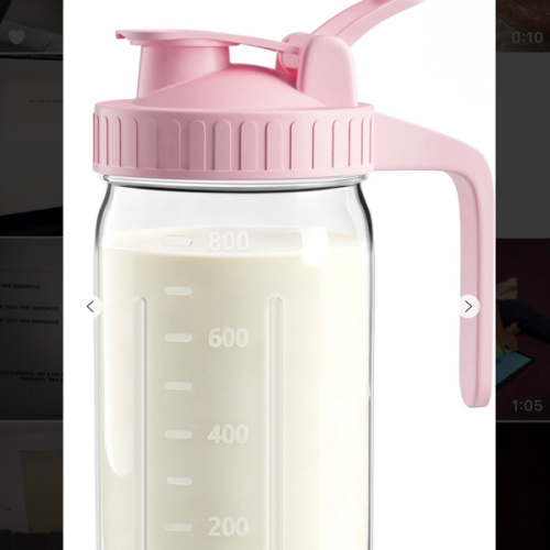 64oz Mason Jar Pitcher, Airtight & Leakproof Glass Pitcher with Lid, Perfect For Storing Breastmilk