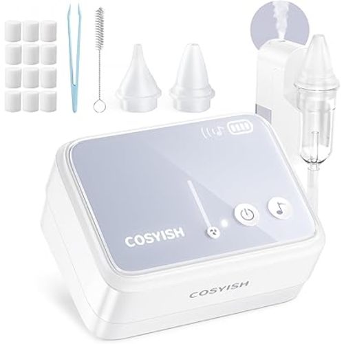 Nasal Aspirator for Baby Hospital-Grade 78 kPa Electric Baby Nasal Aspirator for Toddlers, 4 Adjustable Suction Levels Anti-Backflow Quiet Nose Sucker for Baby, Rechargeable, Music(Grey-T1)